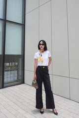 Áo khoác blazer rộng rãi có thắt lưng Carmie phía trước kết hợp 2 màu