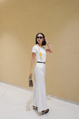 Áo khoác blazer rộng rãi có thắt lưng Carmie phía trước kết hợp 2 màu